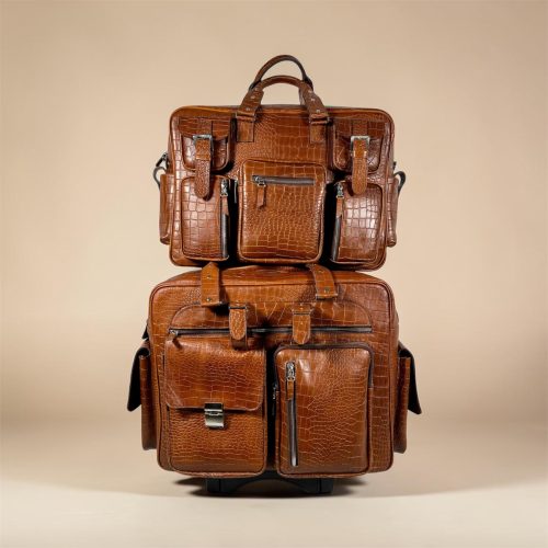 ست ساک‌مسافرتی دستی و کیف اداری چرم مدل SILVA TRAVEL BAG And Office Bag set01