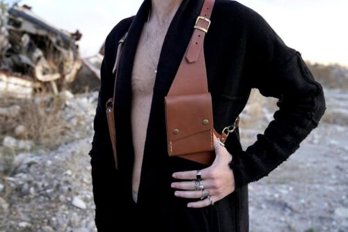 کیف جلیقه شانه چرم مدل SILVA Shoulder Vest Bag04